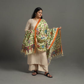 Yellow - chanderi silk srikalahasti handpainted pen