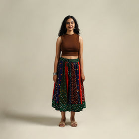 Multicolor - Bandhani Tie-Dye Patchwork Cotton Short Skirt 39