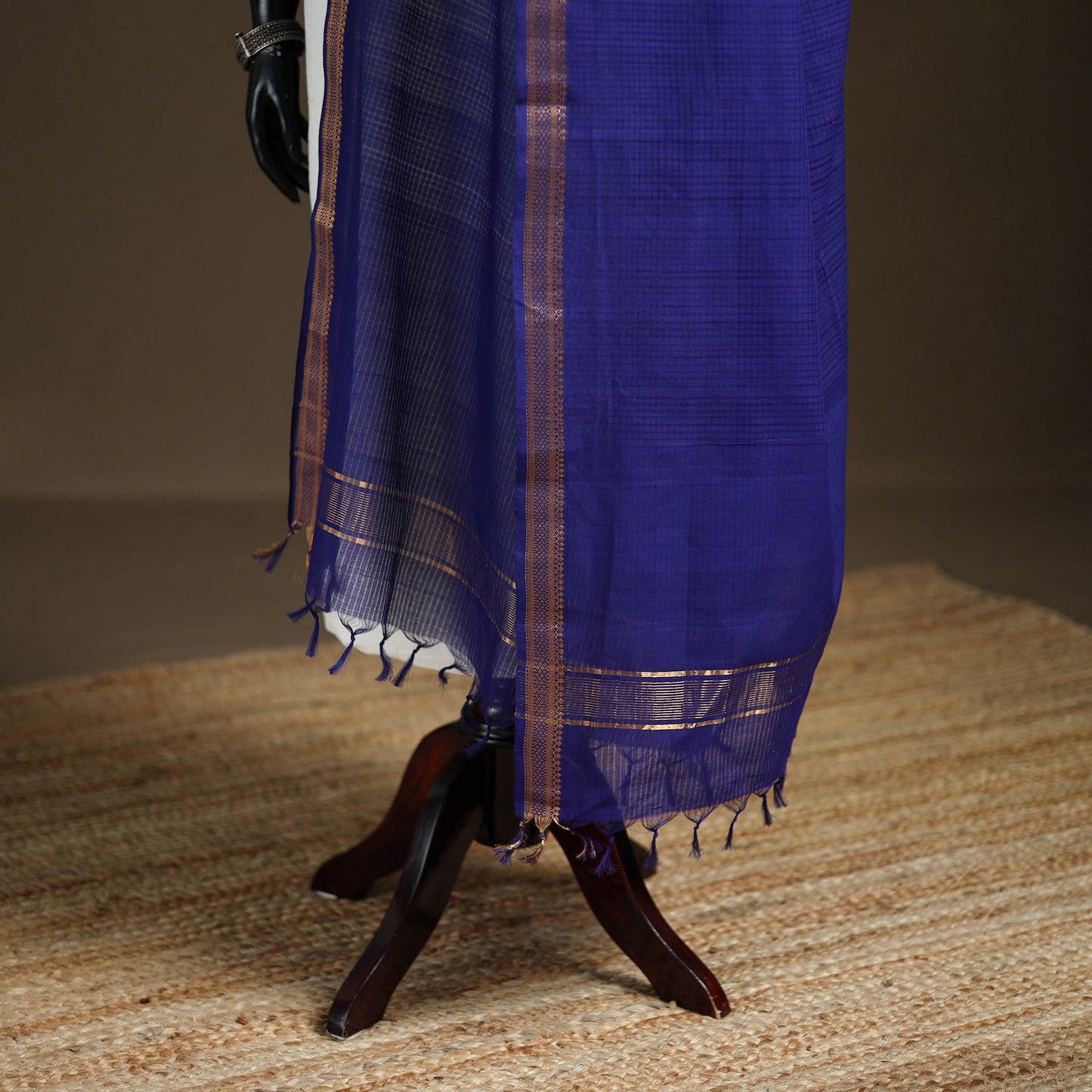 Pure Handloom Cotton Nizam Zari Border Mangalagiri Dupatta 55