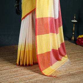 Bengal Handwoven Pure Cotton Check Border Saree for Durga Puja 12