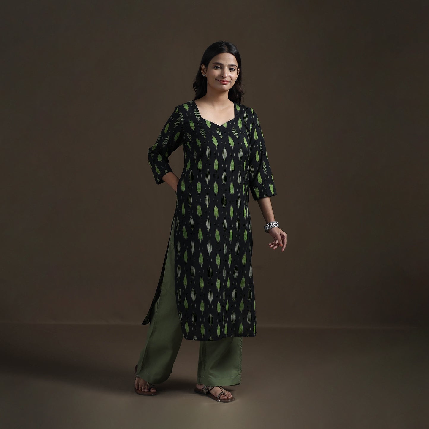 Pochampally Ikat Cotton Straight Kurta for Women 20