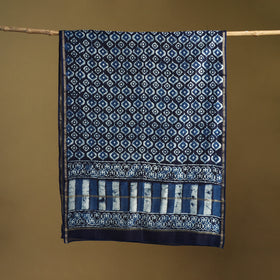Blue - Pipad Hand Block Print Natural Dyed Chanderi Silk Handloom Dupatta 43