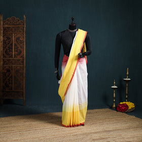 Bengal Handwoven Pure Cotton Check Border Saree for Durga Puja 12