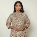 Pedana Kalamkari Block Print Cotton Pintuck Straight Kurta For Women