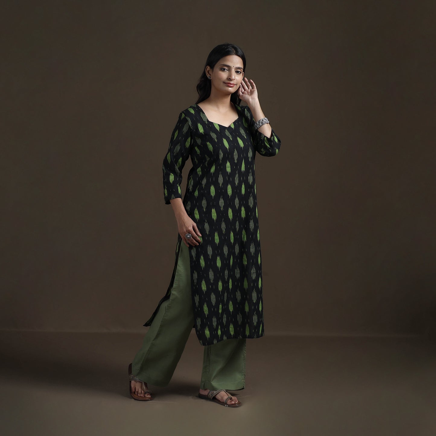 Pochampally Ikat Cotton Straight Kurta for Women 20