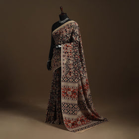 Black - printed cotton kalamkari saree 71 - handcrafted