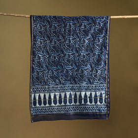 Blue - Pipad Hand Block Print Natural Dyed Chanderi Silk Handloom Dupatta 40