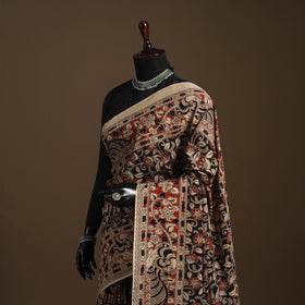 Black - printed cotton kalamkari saree 71 - handcrafted