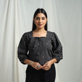 Buy Black Cotton Jacquard Crop Top