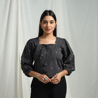 Black - Cotton Jacquard Crop Top 04