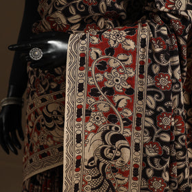 Black - printed cotton kalamkari saree 71 - handcrafted