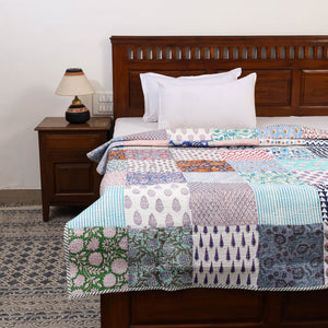 Single - Reversible Sanganeri Patchwork Cotton Quilt 42