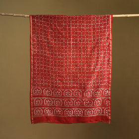 Red - Pipad Hand Block Print Natural Dyed Chanderi Silk Handloom Dupatta 37