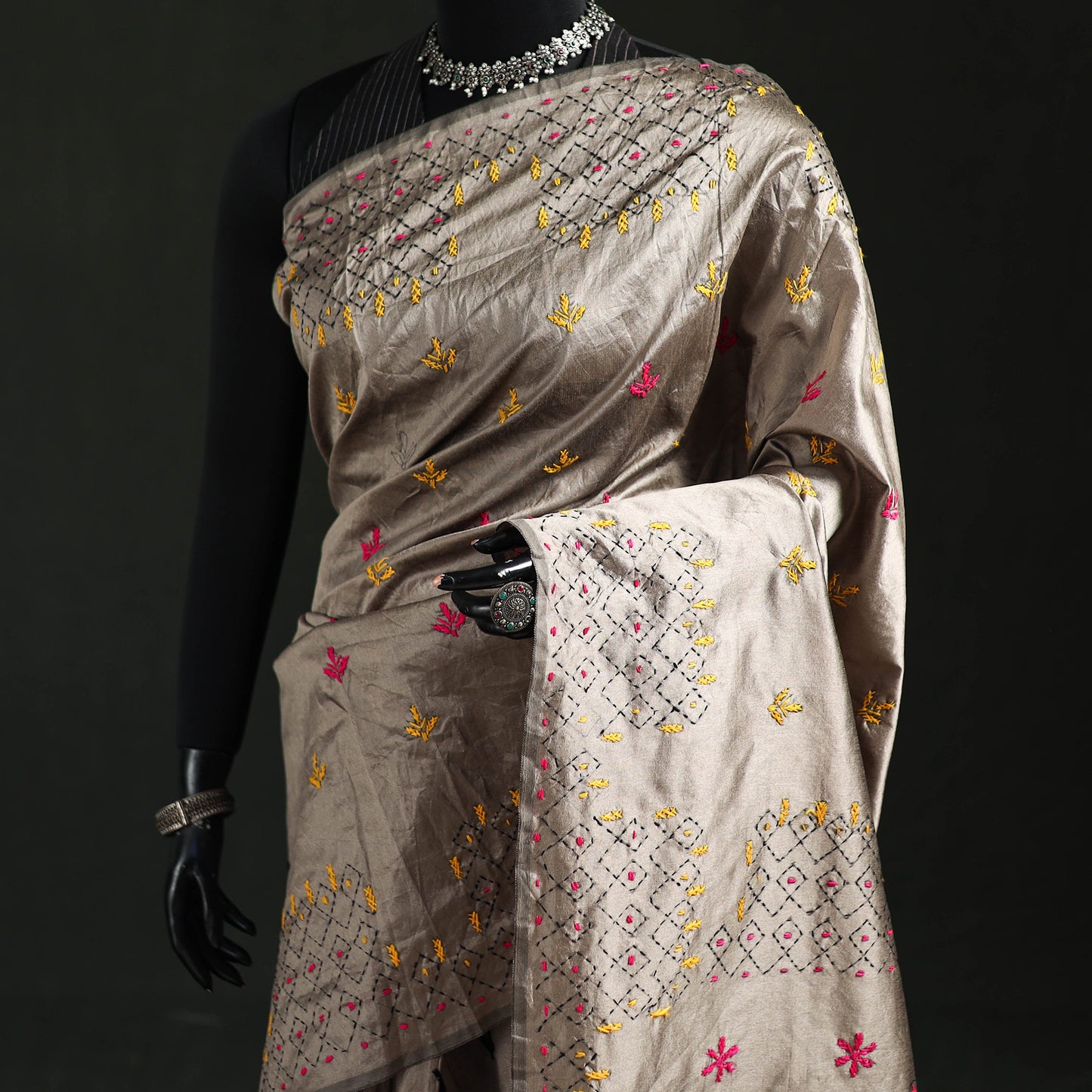 Hand Embroidered Silk Saree 19