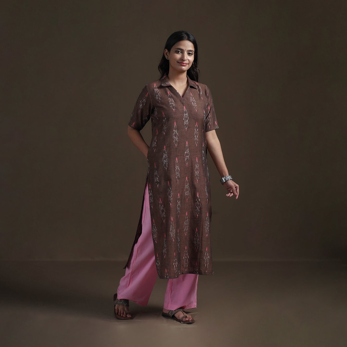 Pochampally Ikat Cotton Straight Kurta for Women 12