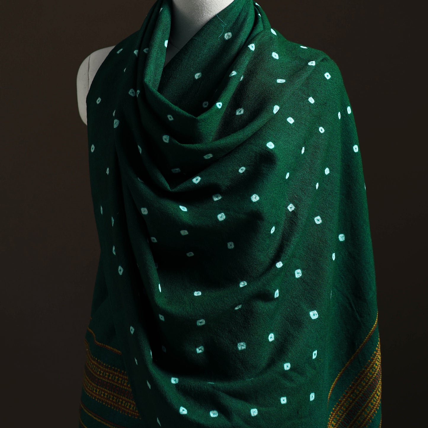 Kutch Handwoven Merino Wool Bandhani Tie-Dye Shawl 19
