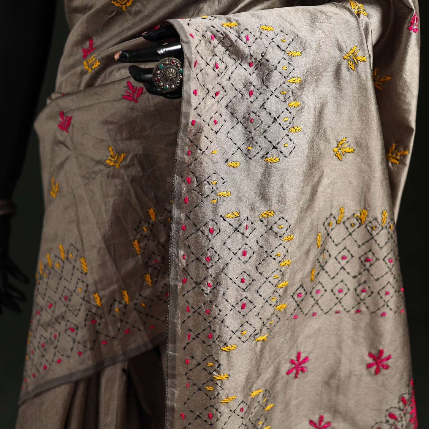 Hand Embroidered Silk Saree 19