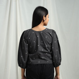 Buy Black Cotton Jacquard Crop Top