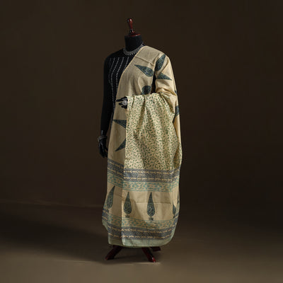 Sanganeri Hand Block Print Chanderi Silk Dupatta 47