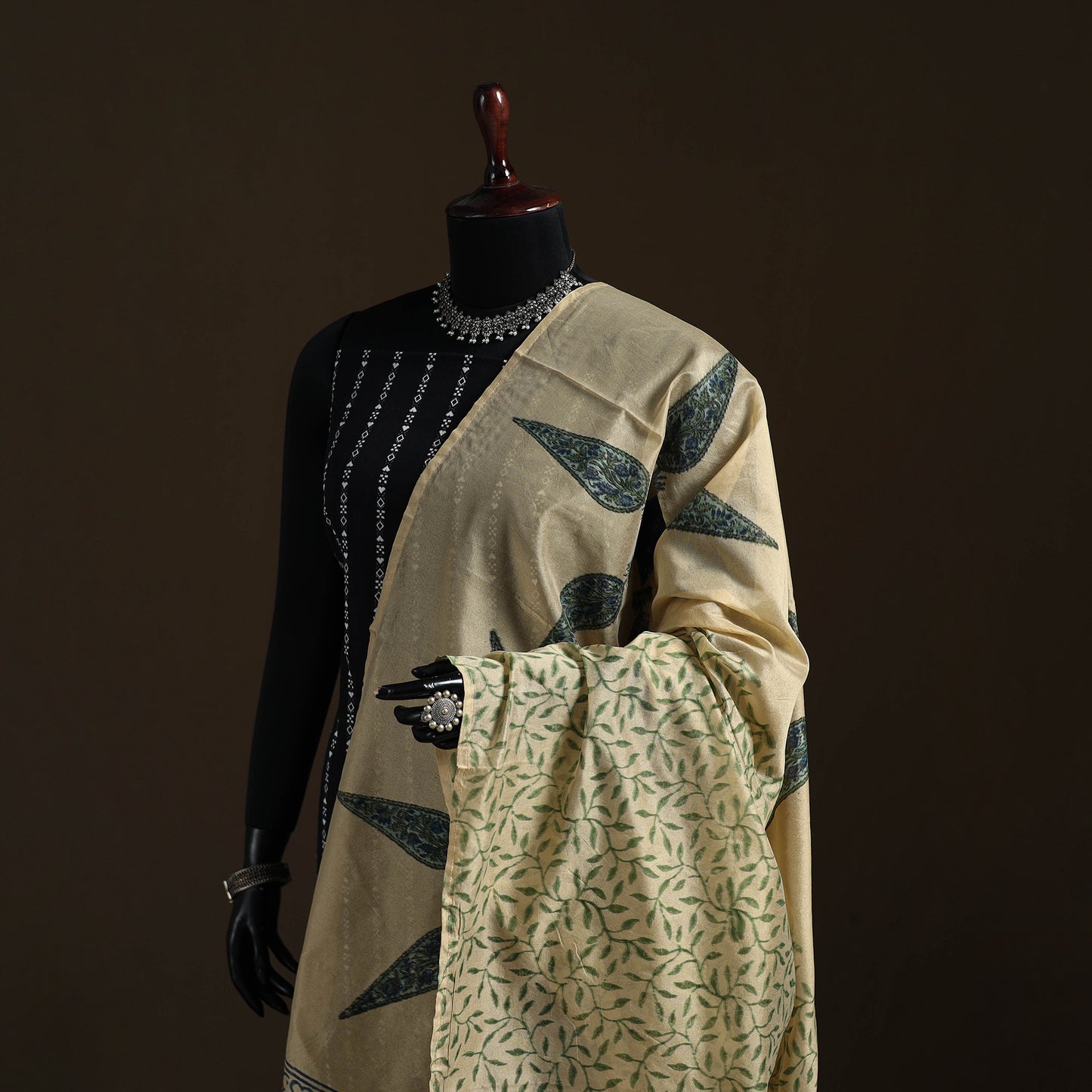 Sanganeri Hand Block Print Chanderi Silk Dupatta 47