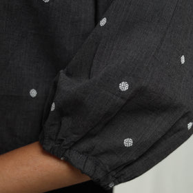 Buy Black Cotton Jacquard Crop Top