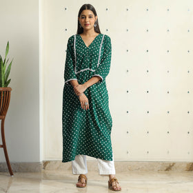 Buy Bandhani Tie-dye Cotton Straight Kurta 12 Online at iTokri.com