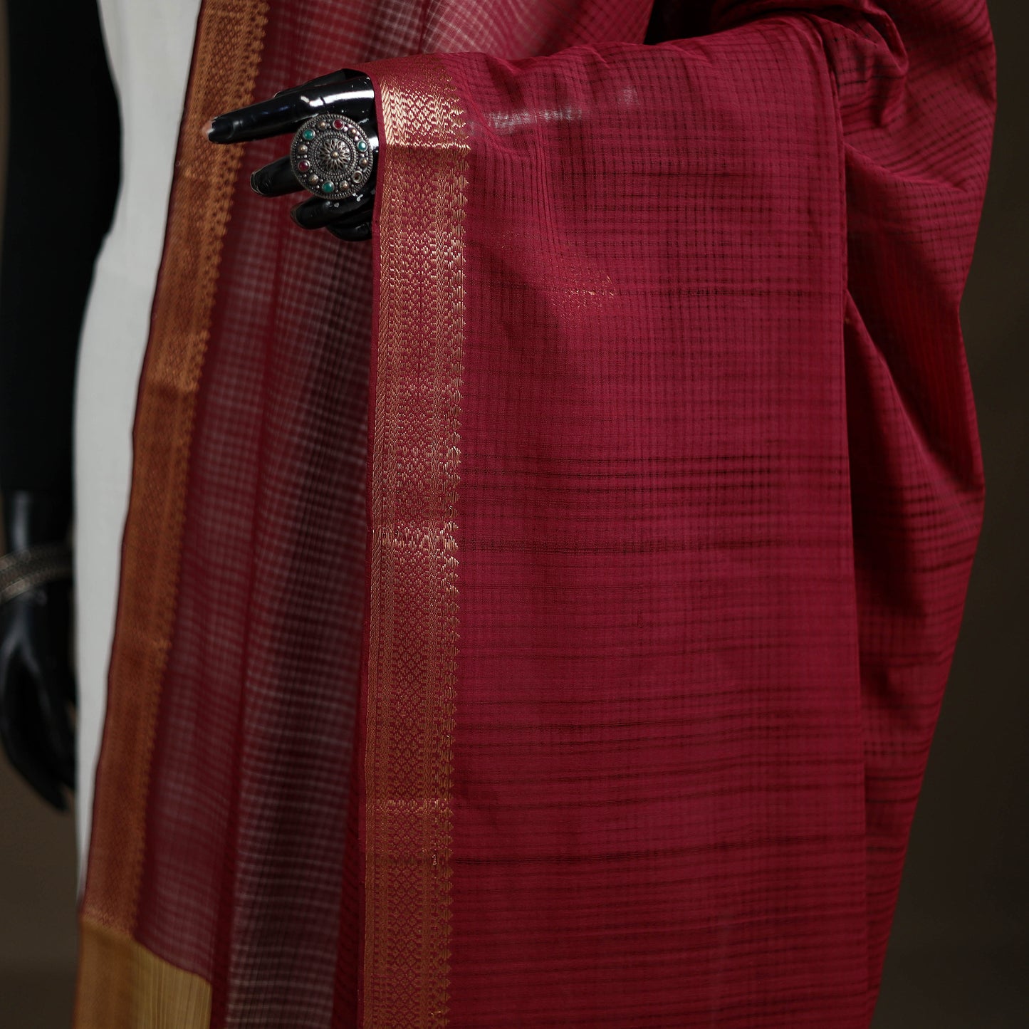 Pure Handloom Cotton Nizam Zari Border Mangalagiri Dupatta 58
