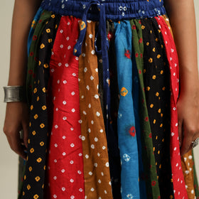 Multicolor - Bandhani Tie-Dye Patchwork Cotton Short Skirt 40