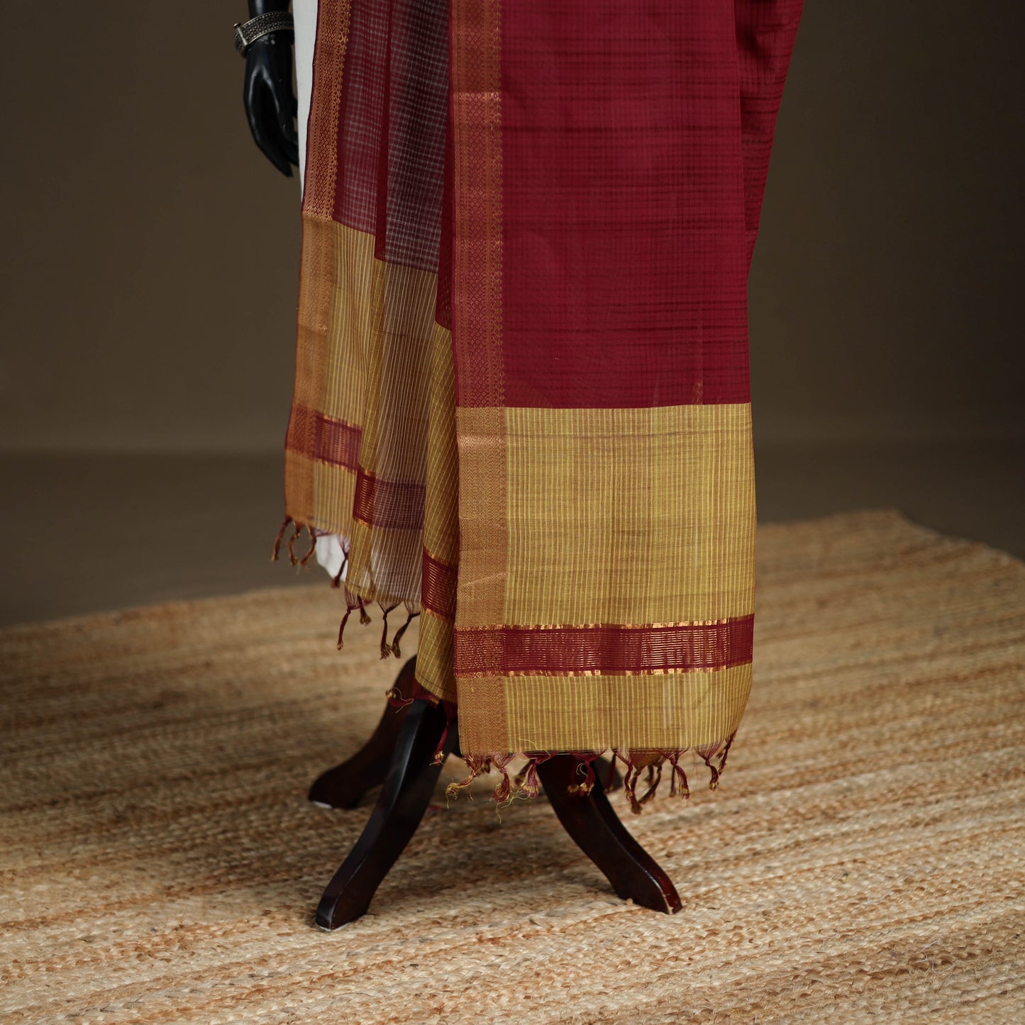 Pure Handloom Cotton Nizam Zari Border Mangalagiri Dupatta 58
