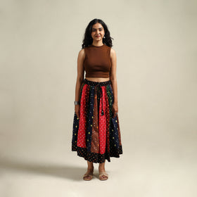 Multicolor - Bandhani Tie-Dye Patchwork Cotton Short Skirt 41