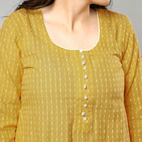 Yellow - Jacquard Cotton A-Line Kurta 15