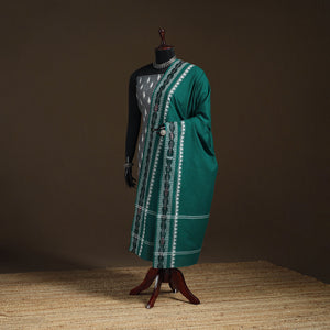 Green - Sambalpuri Ikat Cotton Dupatta from Odisha 13