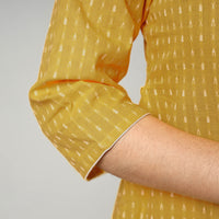 Yellow - Jacquard Cotton A-Line Kurta 15