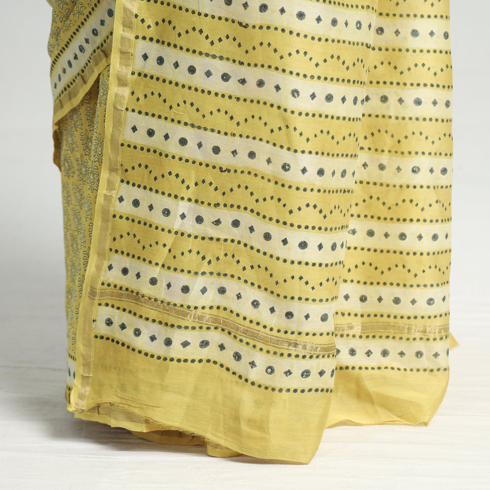 block printed silk saree