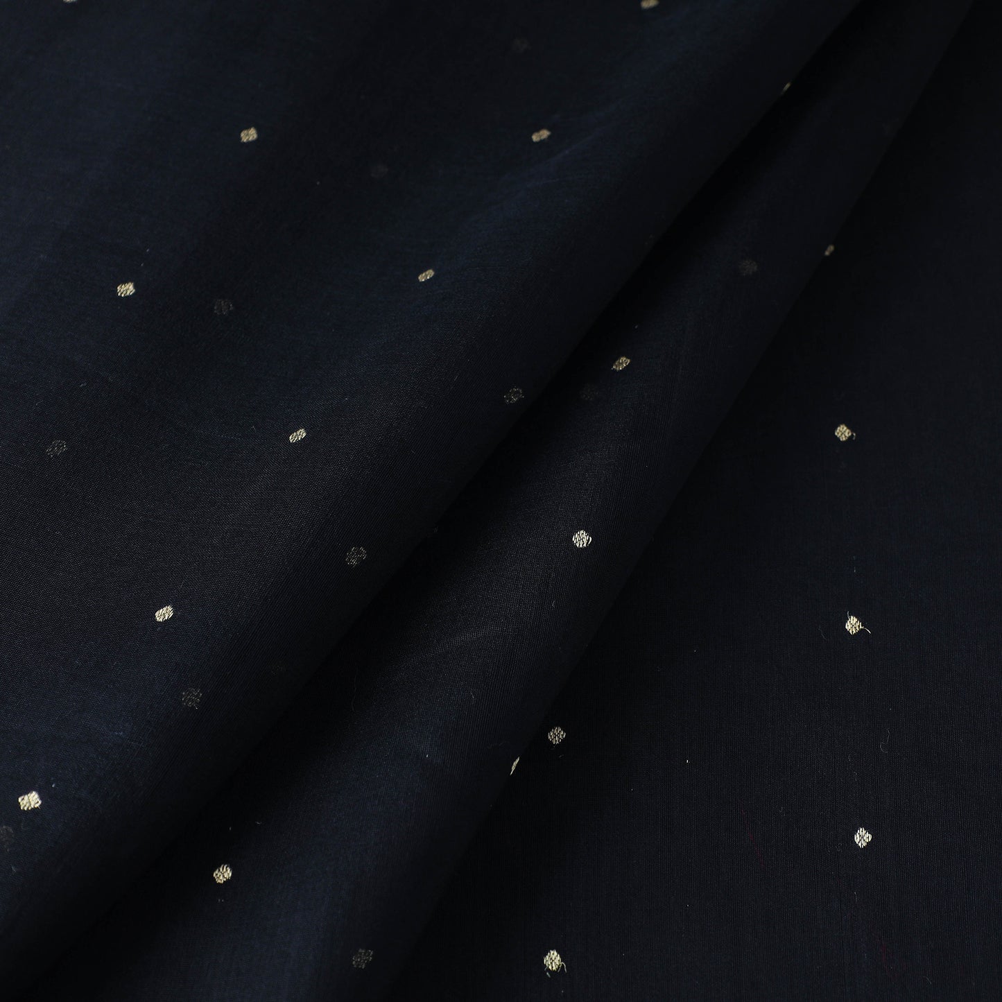 Black Handloom Silk Cotton Zari Buti Chanderi Fabric