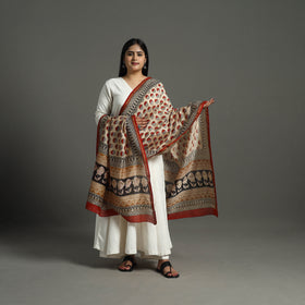 Beige - chanderi silk bagru dupatta 14 - handcrafted