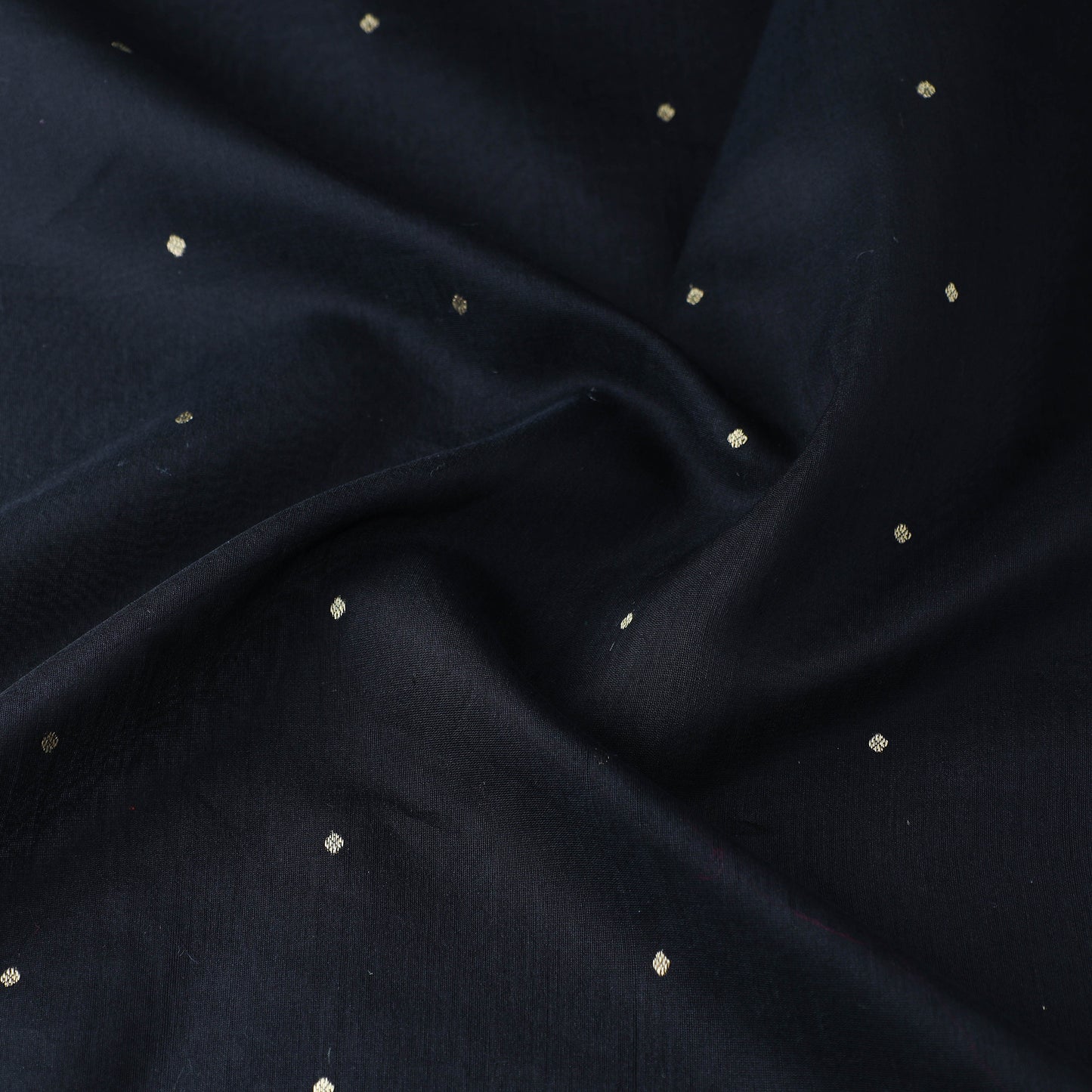 Black Handloom Silk Cotton Zari Buti Chanderi Fabric