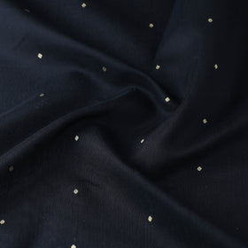 Black Handloom Silk Cotton Zari Buti Chanderi Fabric