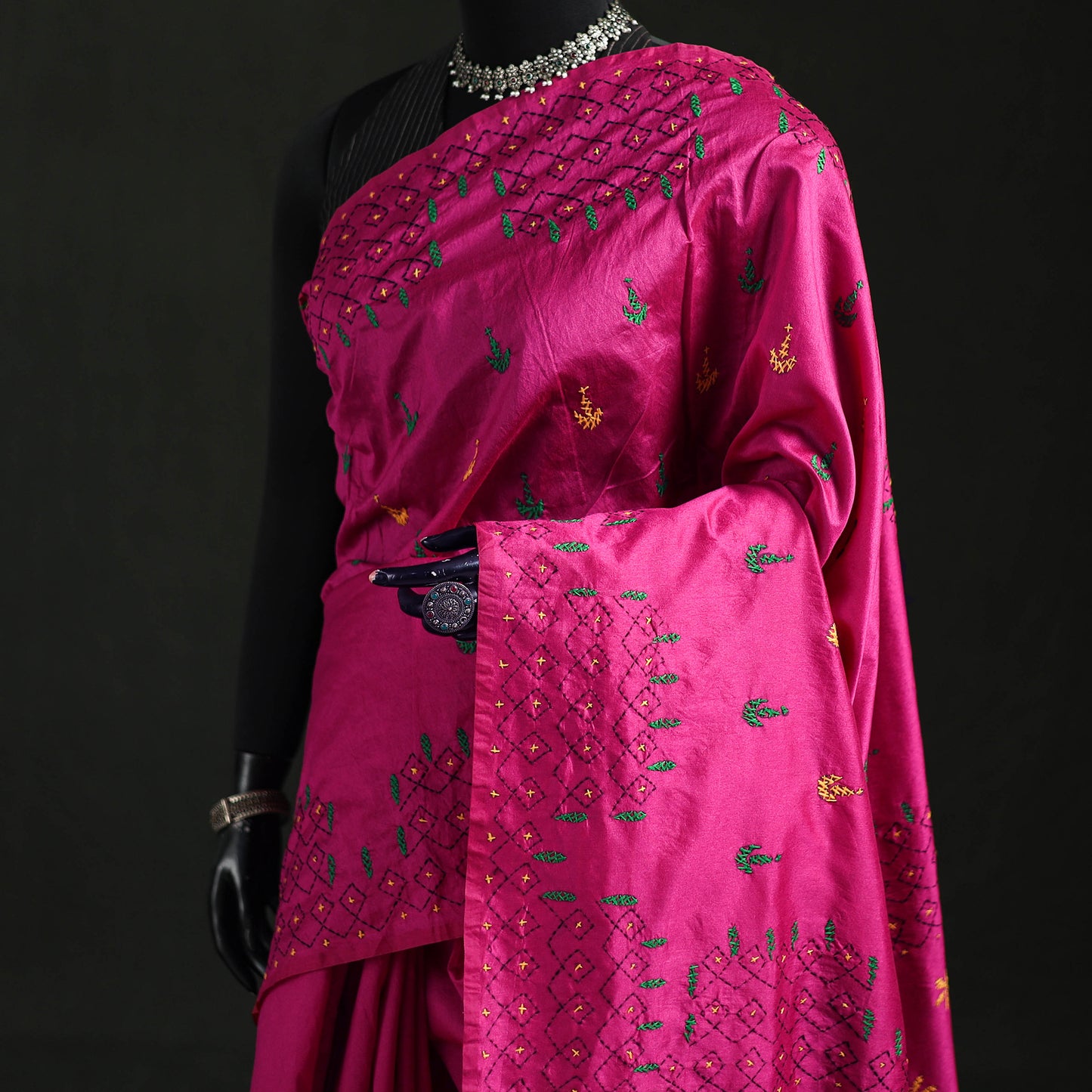 Hand Embroidered Silk Saree 21
