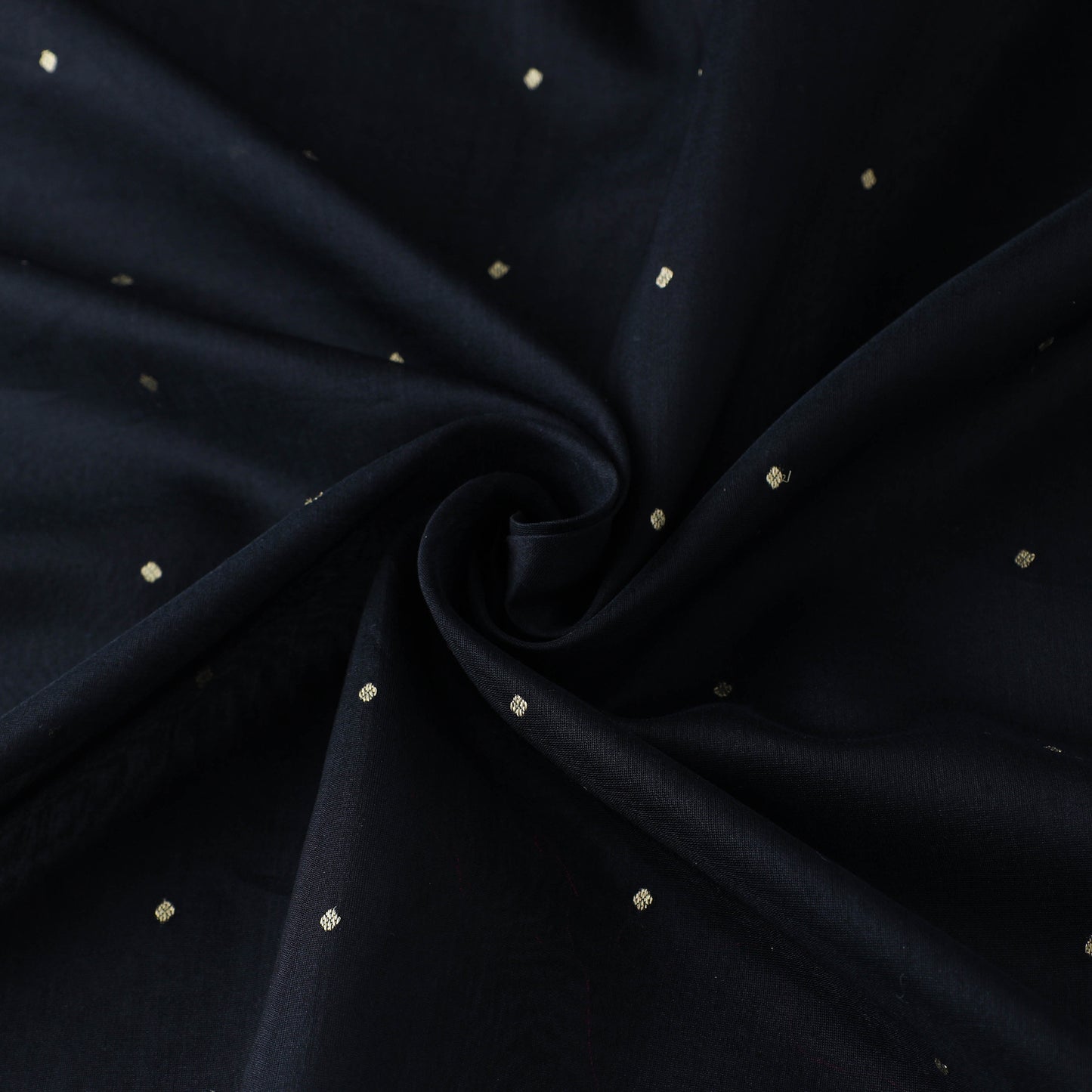 Black Handloom Silk Cotton Zari Buti Chanderi Fabric