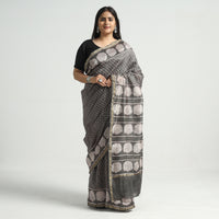 block printed silk saree