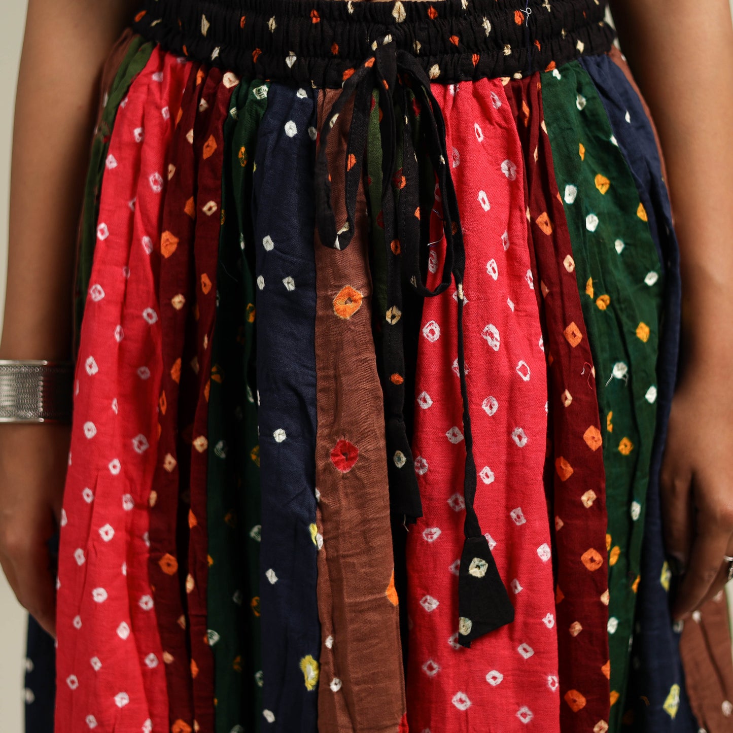 Multicolor - Bandhani Tie-Dye Patchwork Cotton Short Skirt 41
