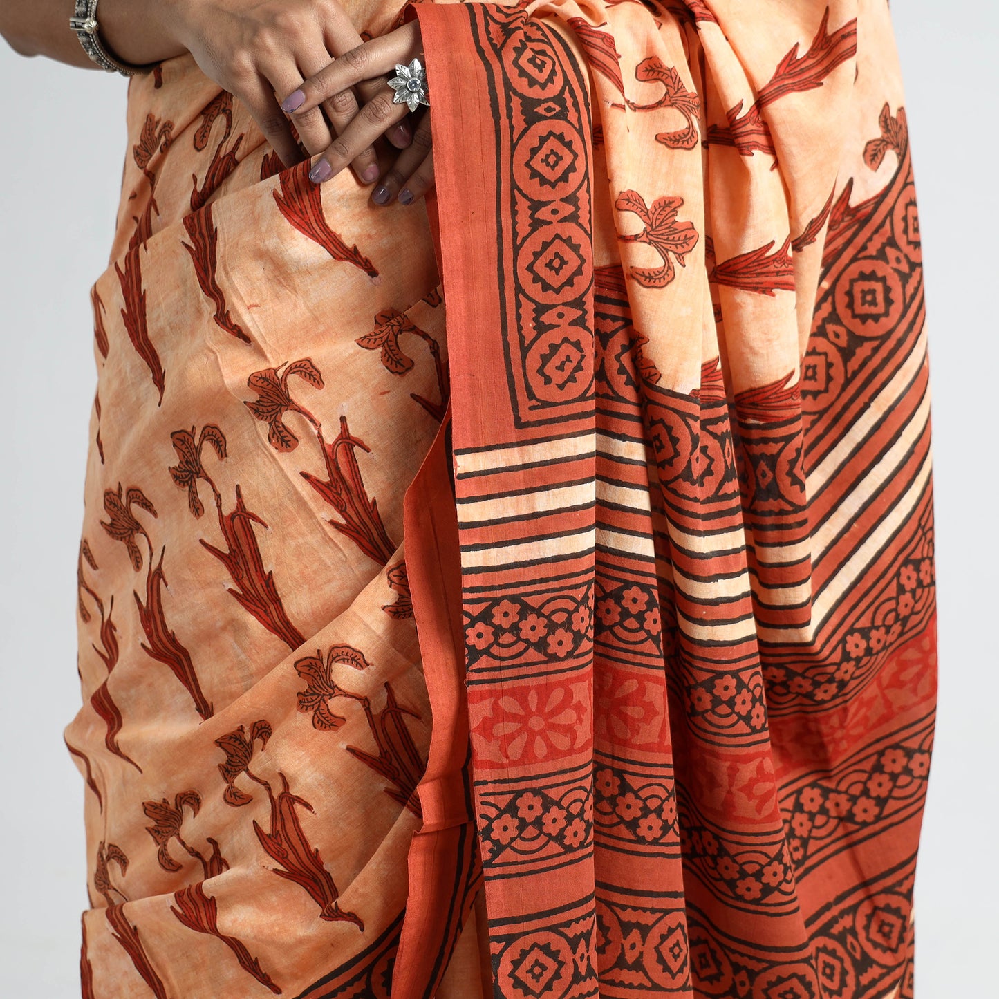 Bagru Ajrakh Cotton Saree