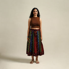 Multicolor - Bandhani Tie-Dye Patchwork Cotton Short Skirt 42