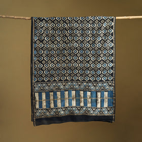 Brown - Pipad Hand Block Print Natural Dyed Chanderi Silk Handloom Dupatta 26