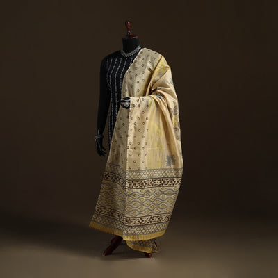 Sanganeri Hand Block Print Chanderi Silk Dupatta 49
