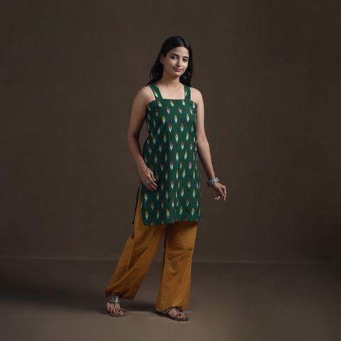 Pochampally Ikat Cotton Sleeveless Short Kurta for Women 28
