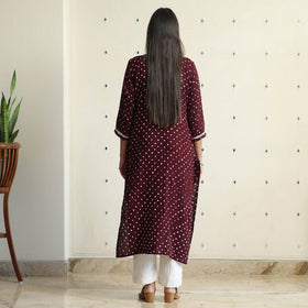 Buy Bandhani Tie-dye Cotton Straight Kurta for Women