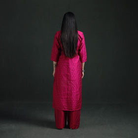 Spun Dupion Viscose Silk Zari Buti Straight Kurta with Palazzo Set for women 04
