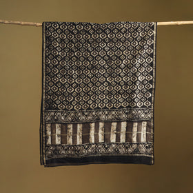 Brown - Pipad Hand Block Print Natural Dyed Chanderi Silk Handloom Dupatta 25